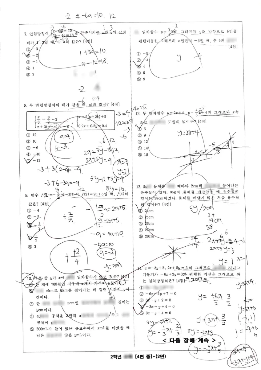 침산중학교 (대구 북구) 중등2 2024 1학기 기말 2페이지
