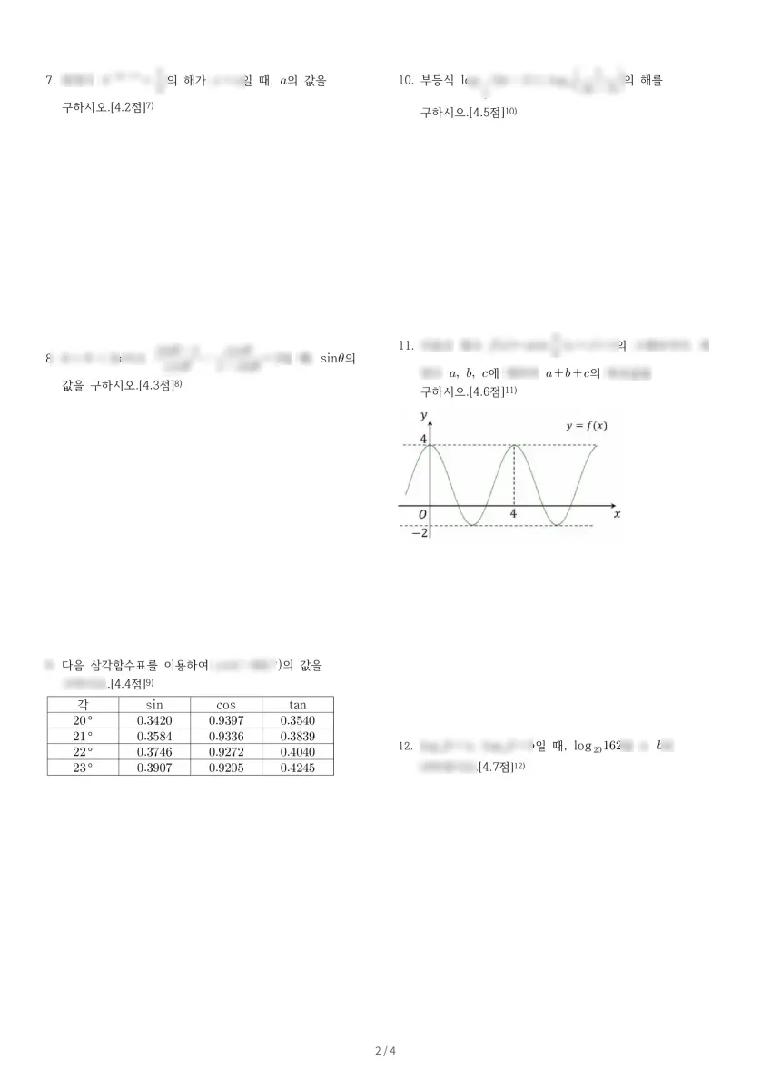 천안쌍용고등학교 (충남 천안시) 고등2 2021 1학기 중간 2페이지