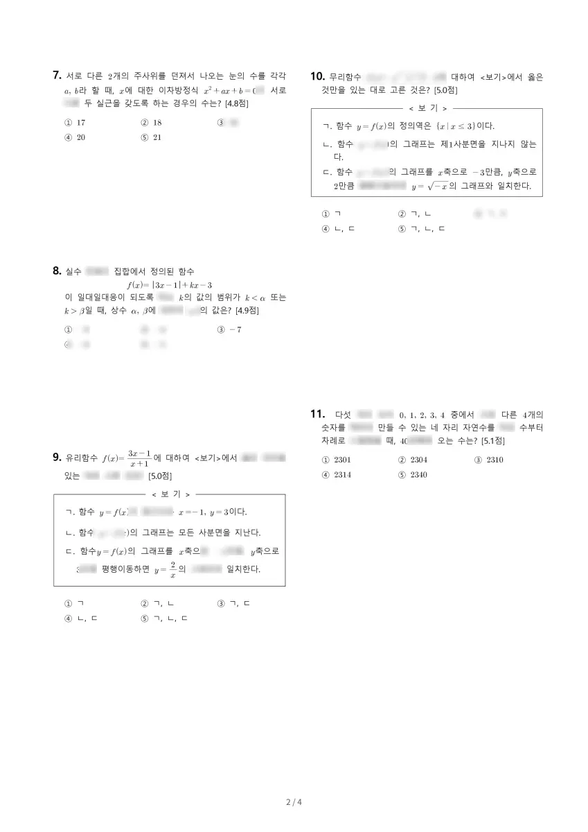 혜화여자고등학교 (서울 강북구) 고등1 2023 2학기 기말 2페이지