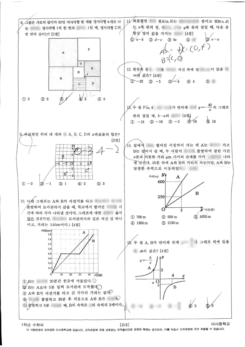 다사중학교 (대구 달성군) 중등1 2024 1학기 기말 2페이지