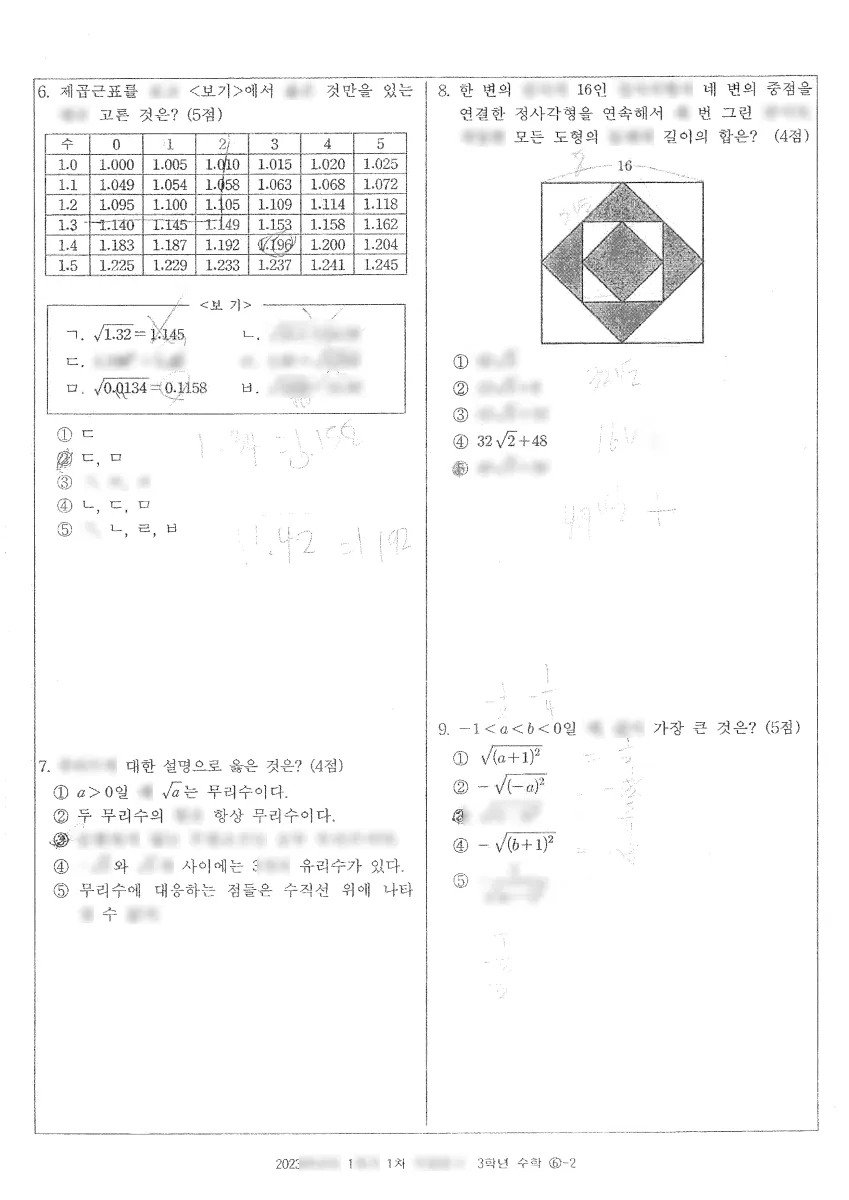 정평중학교 (경기 용인시) 중등3 2023 1학기 중간 2페이지