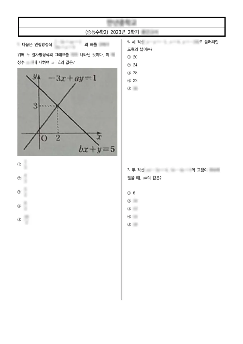대전만년중학교 (대전 서구) 중등2 2023 2학기 중간 2페이지