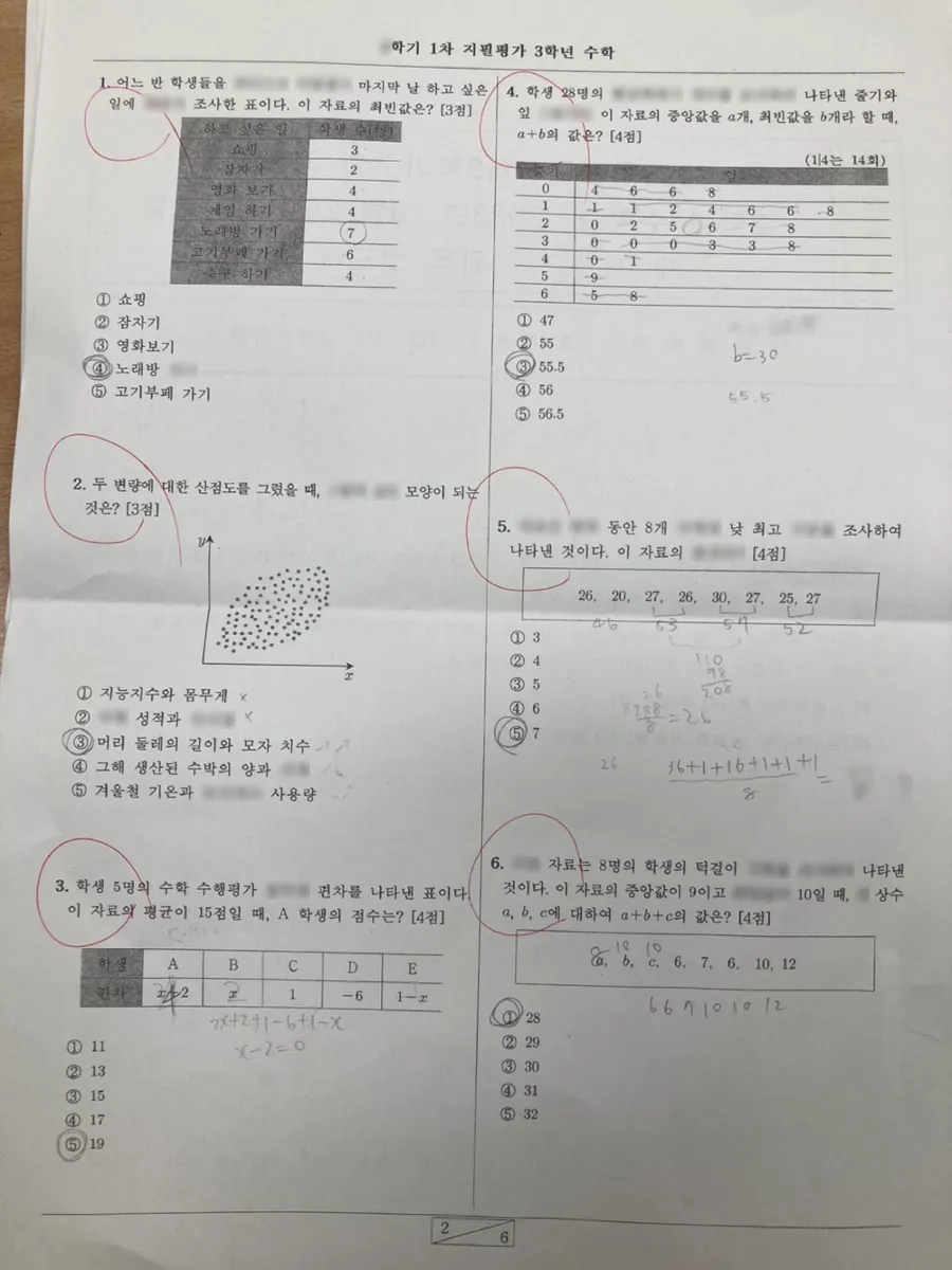 대안중학교 (경기 안양시) 중등3 2023 2학기 중간 2페이지