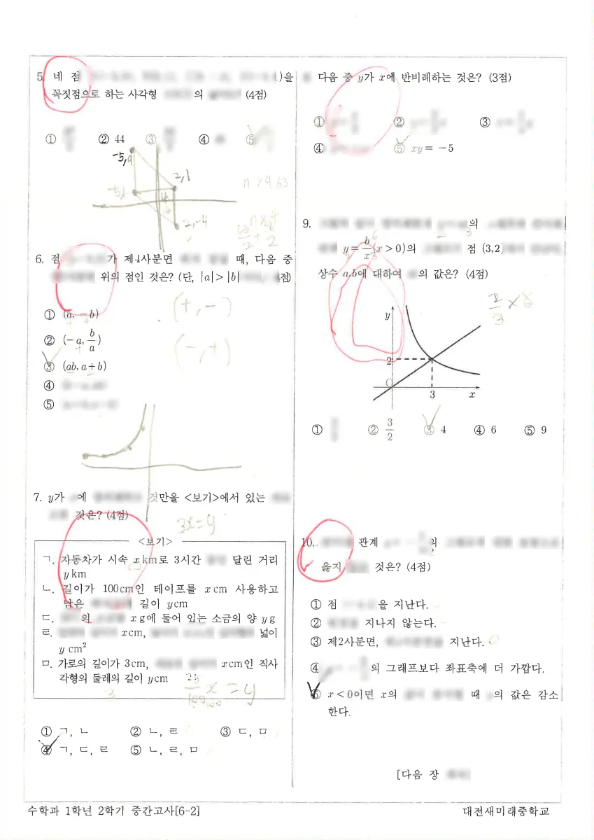 대전새미래중학교 (대전 유성구) 중등1 2023 2학기 중간 2페이지