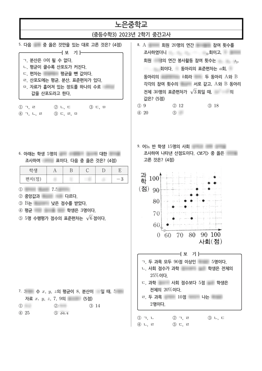 대전노은중학교 (대전 유성구) 중등3 2023 2학기 중간 2페이지