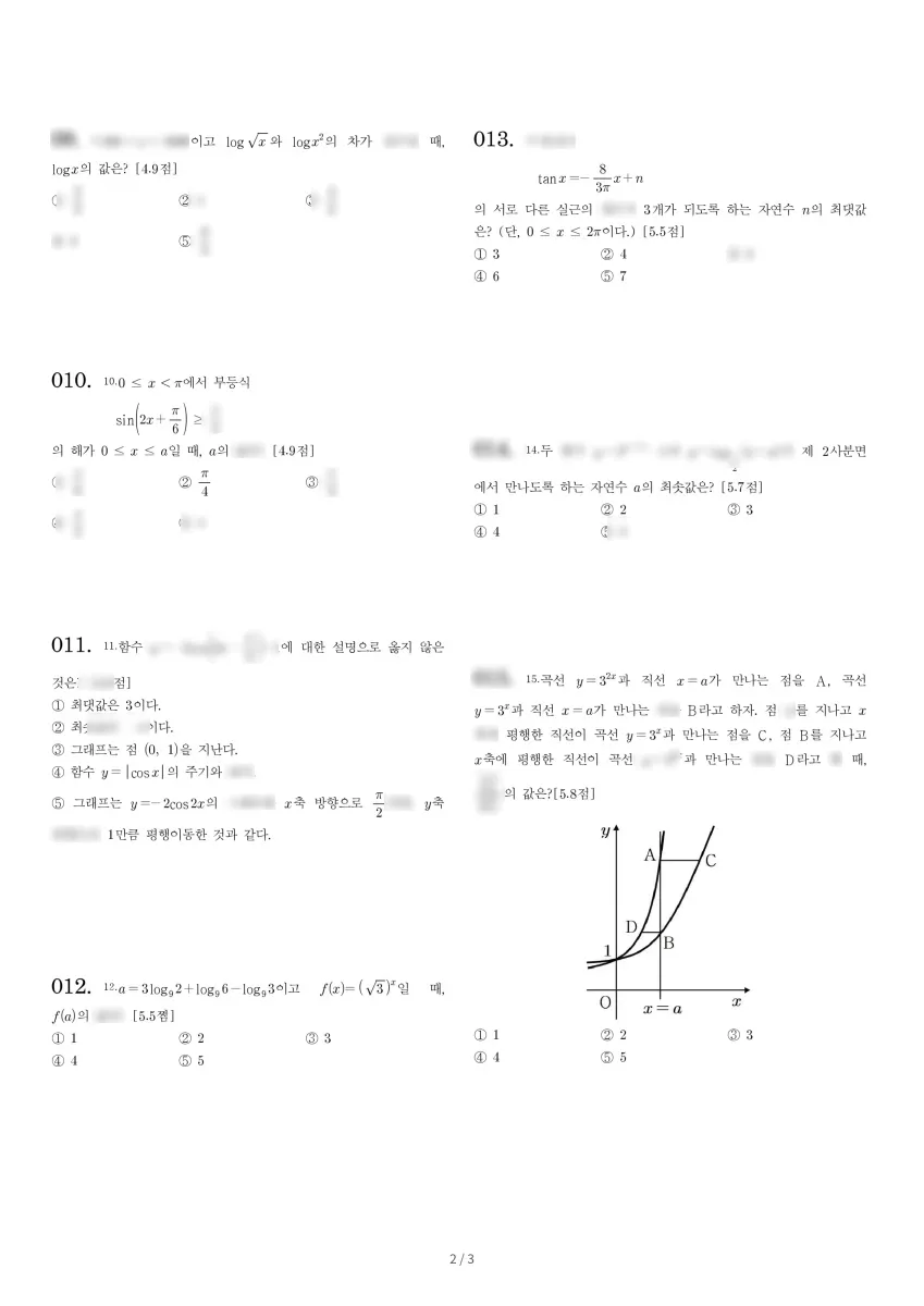 미사강변고등학교 (경기 하남시) 고등2 2023 1학기 중간 2페이지