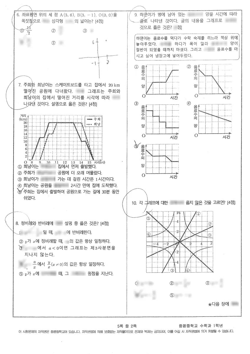 중평중학교 (서울 노원구) 중등1 2023 2학기 중간 2페이지