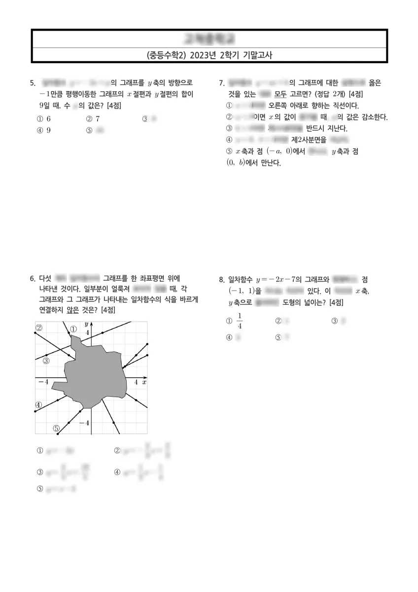 고척중학교 (서울 구로구) 중등2 2023 2학기 기말 2페이지