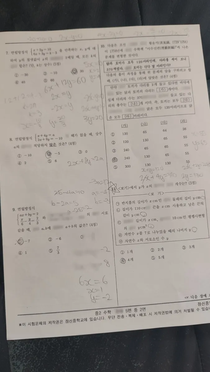 잠신중학교 (서울 송파구) 중등2 2023 1학기 기말 2페이지