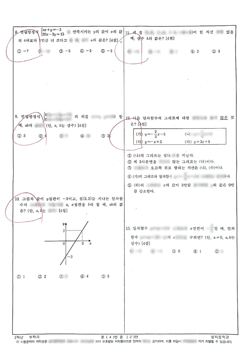 성지중학교 (대구 달서구) 중등2 2023 1학기 기말 2페이지