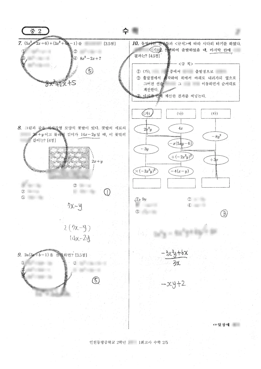 인천동방중학교 (인천 남동구) 중등2 2023 1학기 중간 2페이지